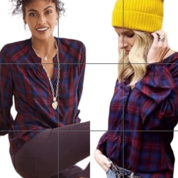 Cabi caroling red blue plaid button up shirt small style 4070 Size XS ( P- 18 ) - Picture 1 of 6